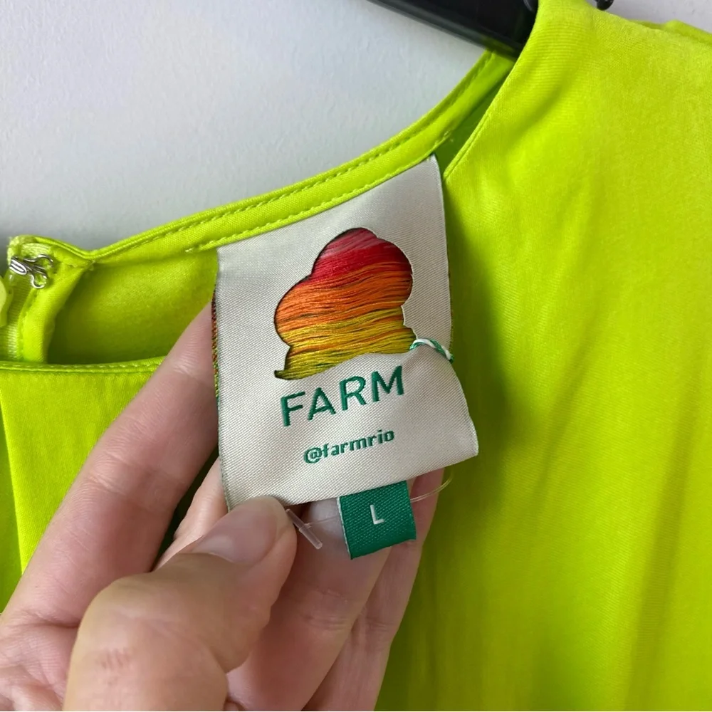 Farm Rio Lime Piping Cut Out Midi Dress L - Picture 4 of 12